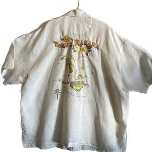 TOMMY BAHAMA Linen Embroidered Camp Shirt XXL “Protected Wildlife Preserve”